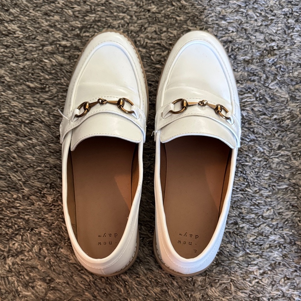 a new day White Loafers with Gold Accents